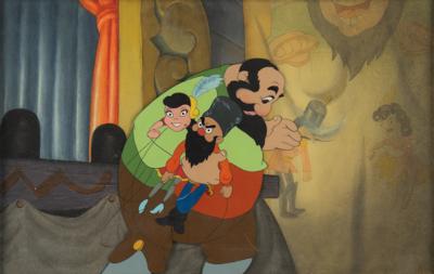 Lot #1348 Stromboli production cel and master production background from Pinocchio - Image 1