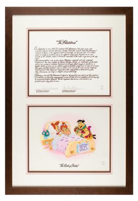 Lot #1489 Bill Hanna and Joe Barbera signed limited edition serigraph cel display entitled 'The Birth of Pebbles' - Image 1