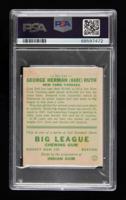 Lot #1784 1933 Goudey #144 Babe Ruth PSA VG-EX 4 (MC) - Image 2