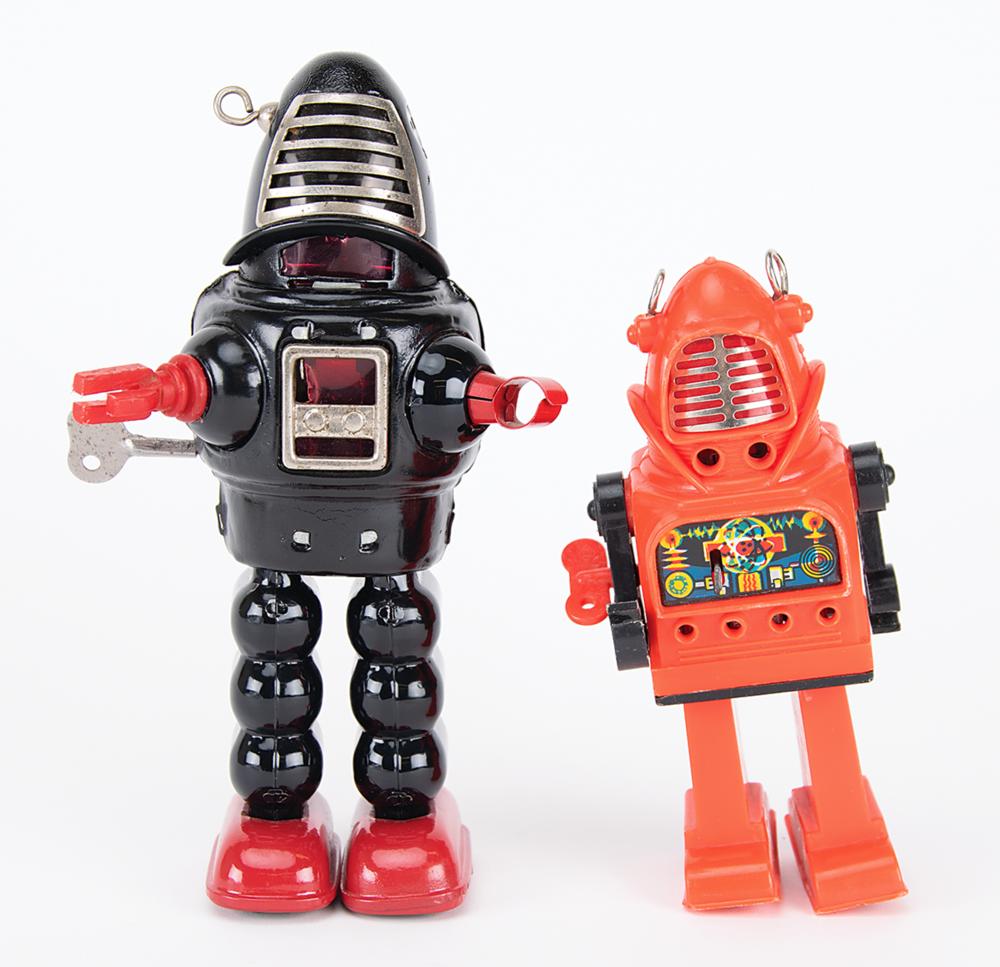 Vintage Lot of (2) Wind-up Robby the Robot-Inspired Toys from the