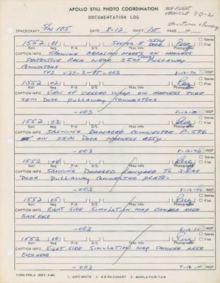 Lot #64 Apollo Still Photo Coordination Documentation Logs for S/M 105 - Image 1