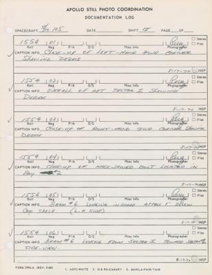 Lot #64 Apollo Still Photo Coordination Documentation Logs for S/M 105 - Image 2