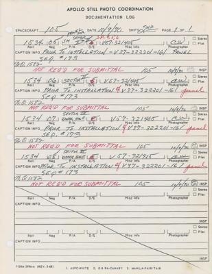 Lot #64 Apollo Still Photo Coordination Documentation Logs for S/M 105 - Image 3
