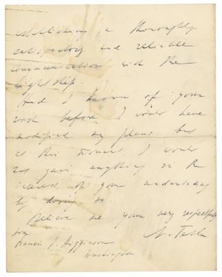 Lot #273 Nikola Tesla Autograph Letter Signed - Image 3