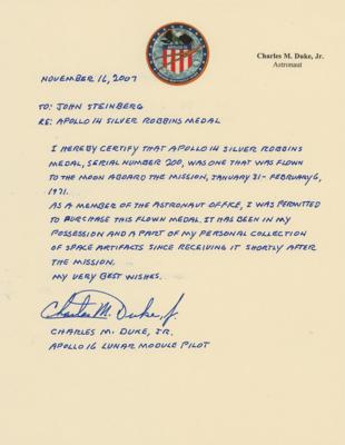 Lot #80 Charlie Duke's Apollo 14 Flown Robbins Medallion - Image 3