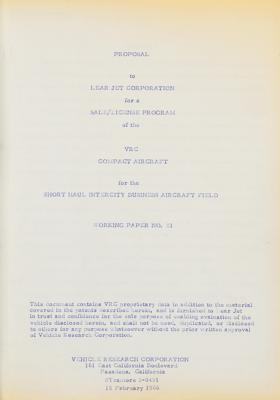 Lot #142 Lear Jet 'Flying Car' Program Proposal - Image 1