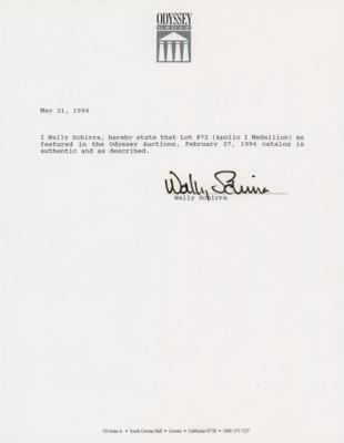 Lot #66 Wally Schirra's Apollo 1 Silver Fliteline Medallion - Image 3