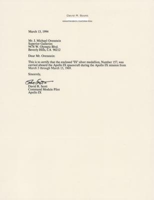 Lot #68 Dave Scott's Apollo 9 Flown Robbins Medallion - Image 5