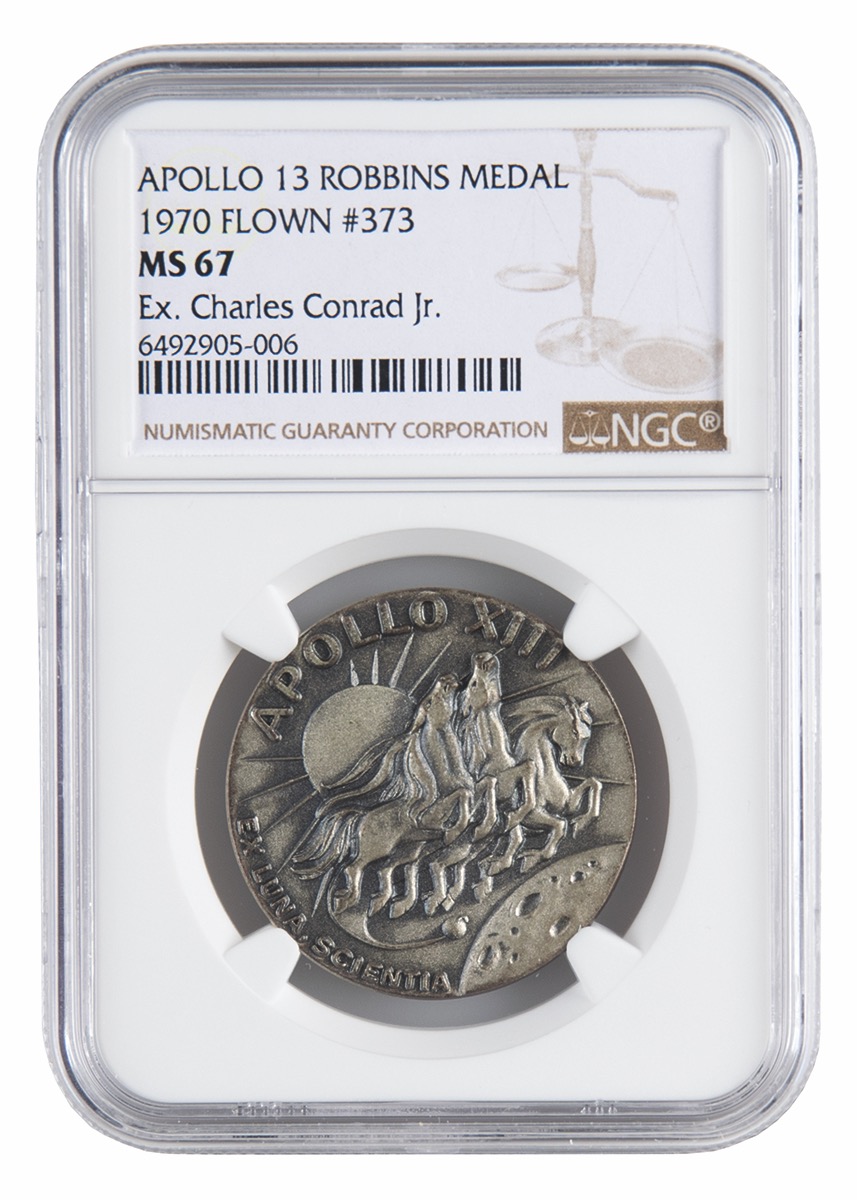 Lot #77 Charles Conrad's Apollo 13 Flown Robbins Medallion - Image 1