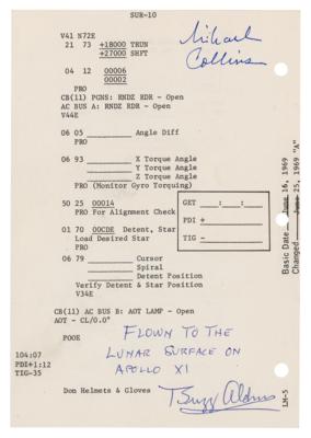 Lot #72 Buzz Aldrin's Apollo 11 Flown LM Lunar Surface Checklist Page - Image 1