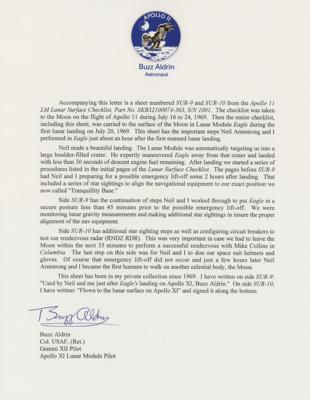 Lot #72 Buzz Aldrin's Apollo 11 Flown LM Lunar Surface Checklist Page - Image 3