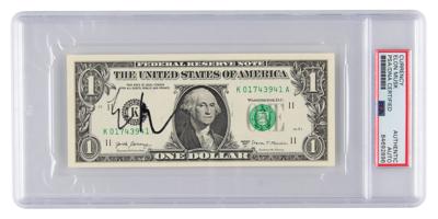 Lot #322. Elon Musk Signed One Dollar Bill