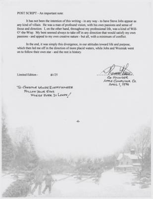 Lot #301 Ronald Wayne Signed Limited Edition Typed Manuscript - Image 2