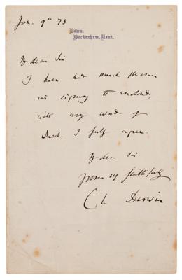 Lot #261 Charles Darwin Autograph Letter Signed - Image 1