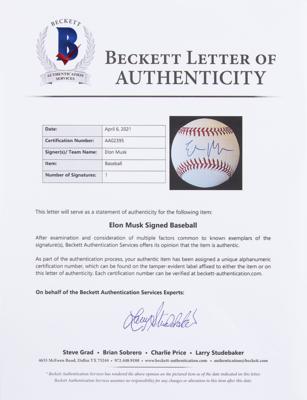 Lot #323 Elon Musk Signed Baseball - Image 2