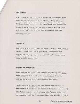 Lot #313 Atari 'I, Robot' Market Research Player Survey Reports from the collection of David Sherman - Image 5