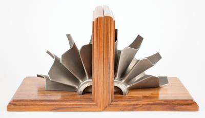 Lot #136 Aircraft Engine Turbine Bookends and Boeing 777 Signed Print - Image 4