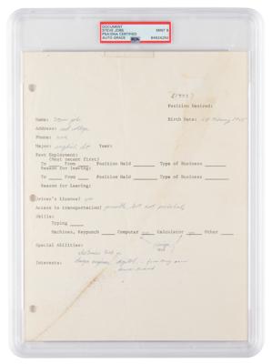 Lot #6115 Steve Jobs Signed Job Application - PSA MINT 9 - Image 1