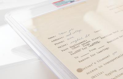 Lot #6115 Steve Jobs Signed Job Application - PSA MINT 9 - Image 2