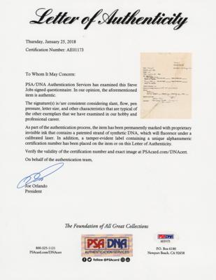 Lot #6115 Steve Jobs Signed Job Application - PSA MINT 9 - Image 4