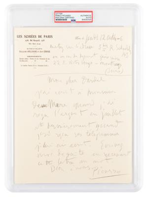 Lot #6401 Pablo Picasso Autograph Letter Signed