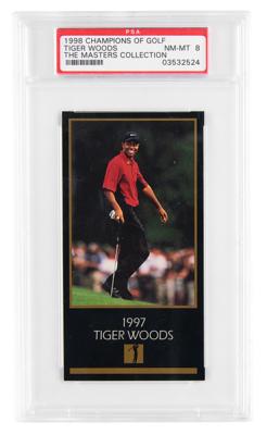 Lot #6636 1998 Champions of Golf Tiger Woods Rookie Card PSA NM-MT 8 - Image 1
