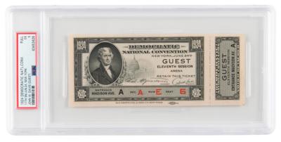 Lot #6186 Democratic National Convention 1924 Ticket - PSA EX 5 - Image 1