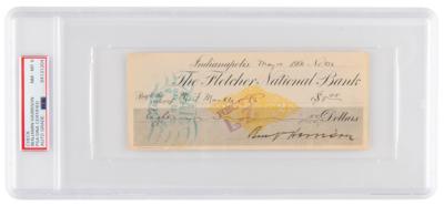 Lot #6064 Benjamin Harrison Signed Check - PSA NM-MT 8 - Image 1