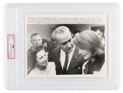 Lot #6078 Kennedy Assassination: Jacqueline Kennedy and Lyndon B. Johnson Original 'Type III' Wire Photograph - Image 1