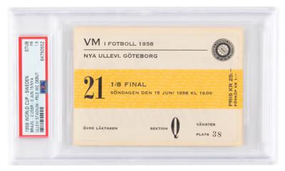 Lot #6627 Pele: 1958 World Cup Ticket Stub - Brazil vs the Soviet Union - PSA FR 1.5 - Image 1