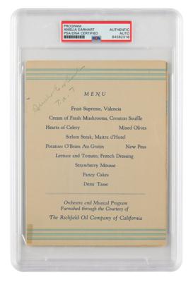 Lot #6369 Amelia Earhart Signed Menu - Image 1