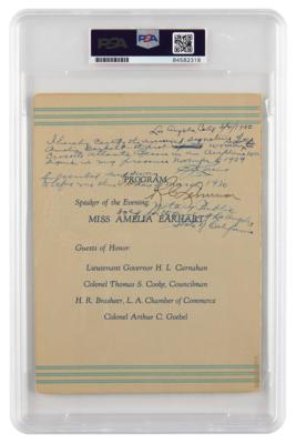 Lot #6369 Amelia Earhart Signed Menu - Image 2