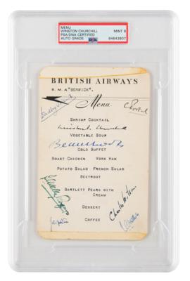 Lot #6133 Winston Churchill Signed Menu - PSA MINT 9 - Image 1