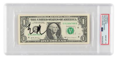 Lot #6105. Elon Musk Signed One Dollar Bill - PSA GEM MT 10