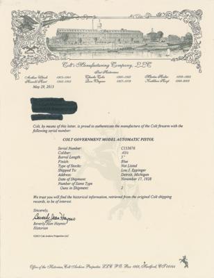 Lot #211 Officer William Henderson ‘Ben’ Turpin’s Colt Commercial Government Model Pistol: The Colt pistol of one of Detroit's first black police officers - Image 6