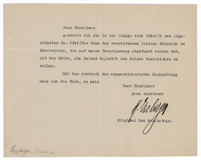 Lot #232 Matthias Erzberger Typed Letter Signed