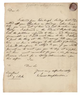 Lot #511 James Macpherson Autograph Letter Signed