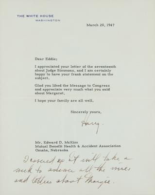 Lot #92 Harry S. Truman Typed Letter Signed as