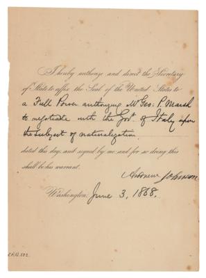 Lot #12 Andrew Johnson Document Signed as