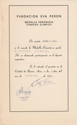 Lot #267 Eva Peron Document Signed