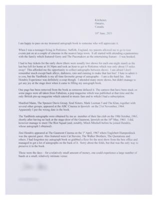 Lot #568 Jimi Hendrix Experience and The Yardbirds Signatures - Image 4