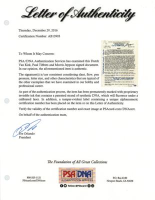 Lot #320 Enola Gay Signed Souvenir Typescript - Image 2