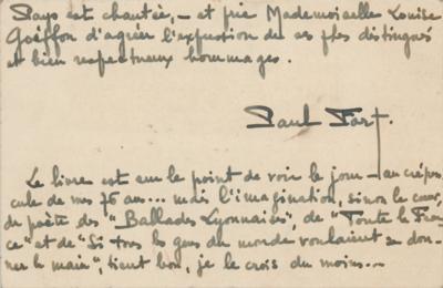 Lot #524 Paul Fort Autograph Letter Signed - Image 1