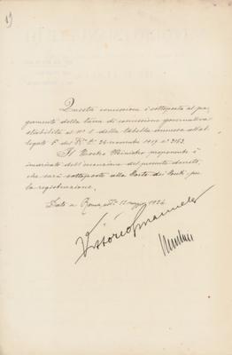 Lot #260 Benito Mussolini and Vittorio Emanuele III Signed Document - Image 2
