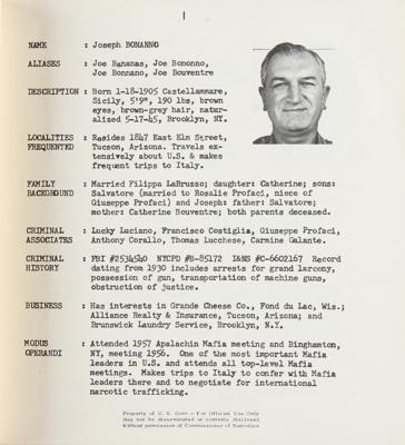 Lot #208 Mafia: Biographical Data File by the Bureau of Narcotics: A who's-who of Mafiosi?a rare Mafia data file prepared by the Bureau of Narcotics - Image 2