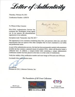 Lot #528 Washington Irving Signature - Image 3