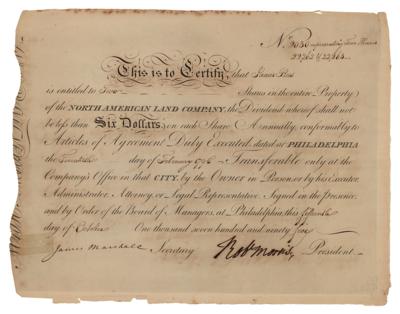 Lot #259 Robert Morris Document Signed