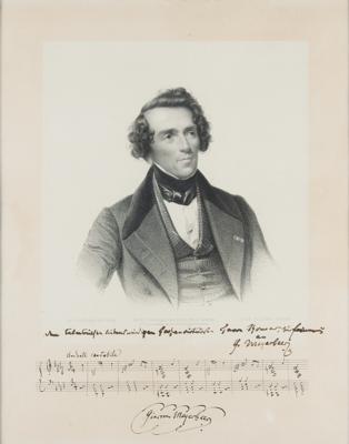 Lot #609 Giacomo Meyerbeer Signed Engraving - Image 1