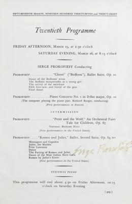 Lot #552 Sergei Prokofiev Signed Photograph and Program - Image 3