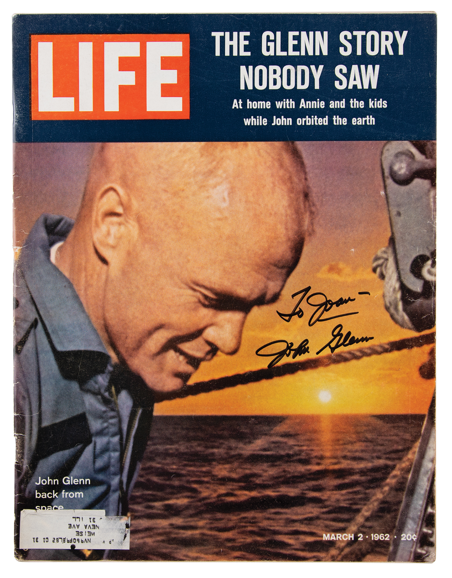 Lot #357 John Glenn (2) Signed Items - Magazine and Stamp Sheet - Image 3